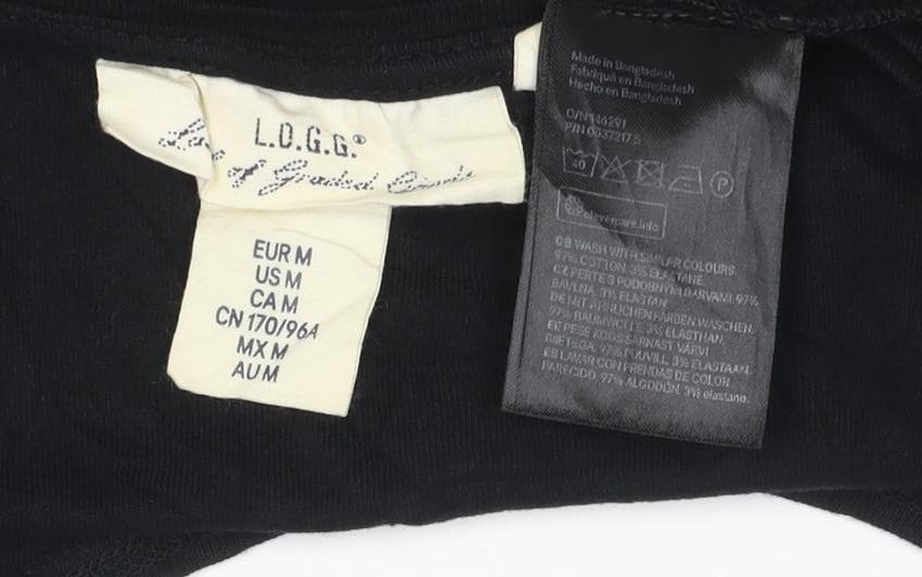 L.O.G.G. Women's Black M Bodycon Jersey Short Sleeve Knee Dress