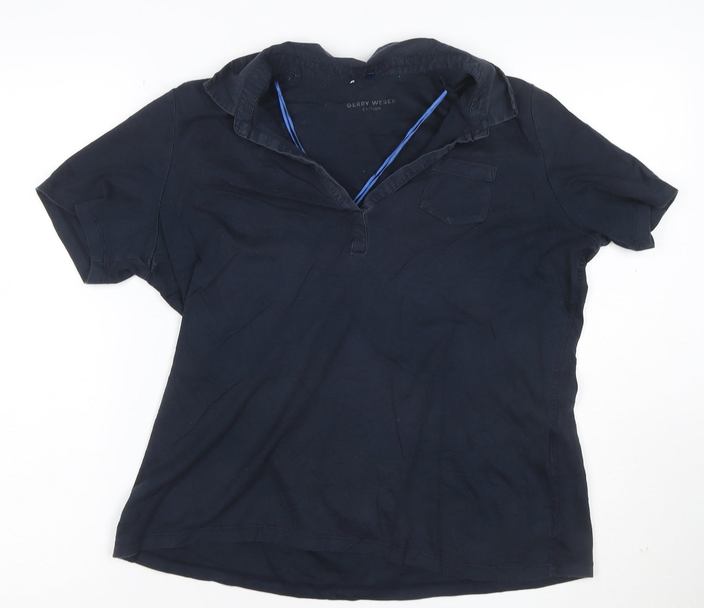 Gerry Weber Women Blue Size 12 Cotton Collared Polo Shirt