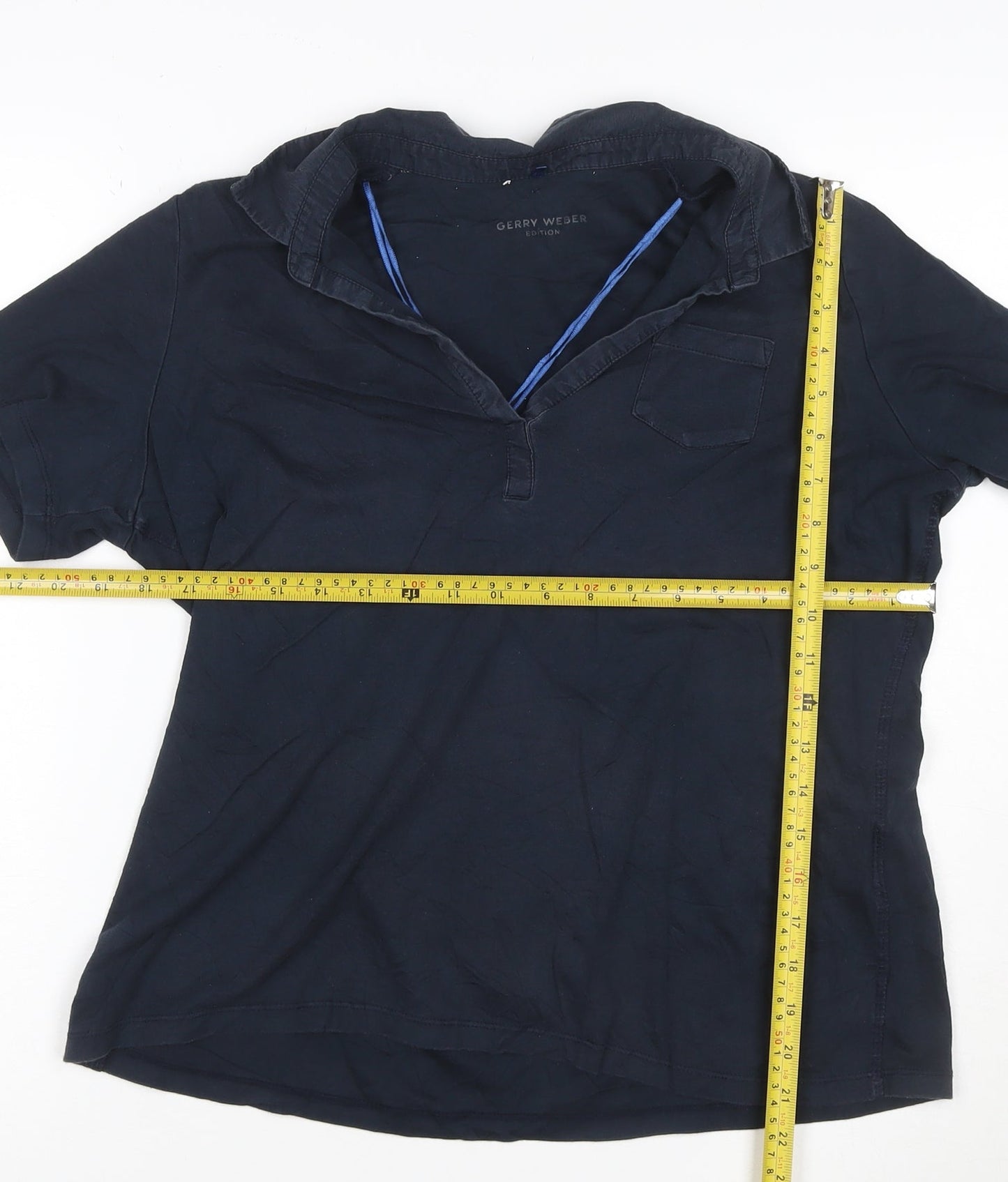 Gerry Weber Women Blue Size 12 Cotton Collared Polo Shirt