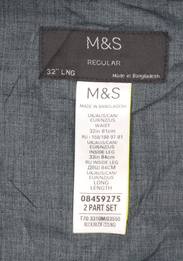 Marks and Spencer Men's Black Regular Fit Dress Trousers 32W 33L