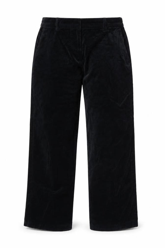 Marks and Spencer Women Black Size 12 Regular Cotton Straight Trousers