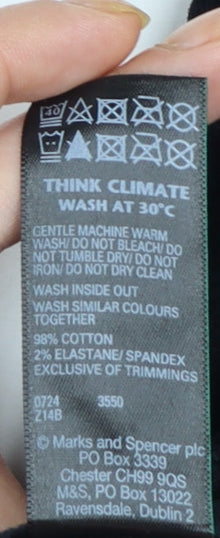 Marks and Spencer Women Black Size 12 Regular Cotton Straight Trousers