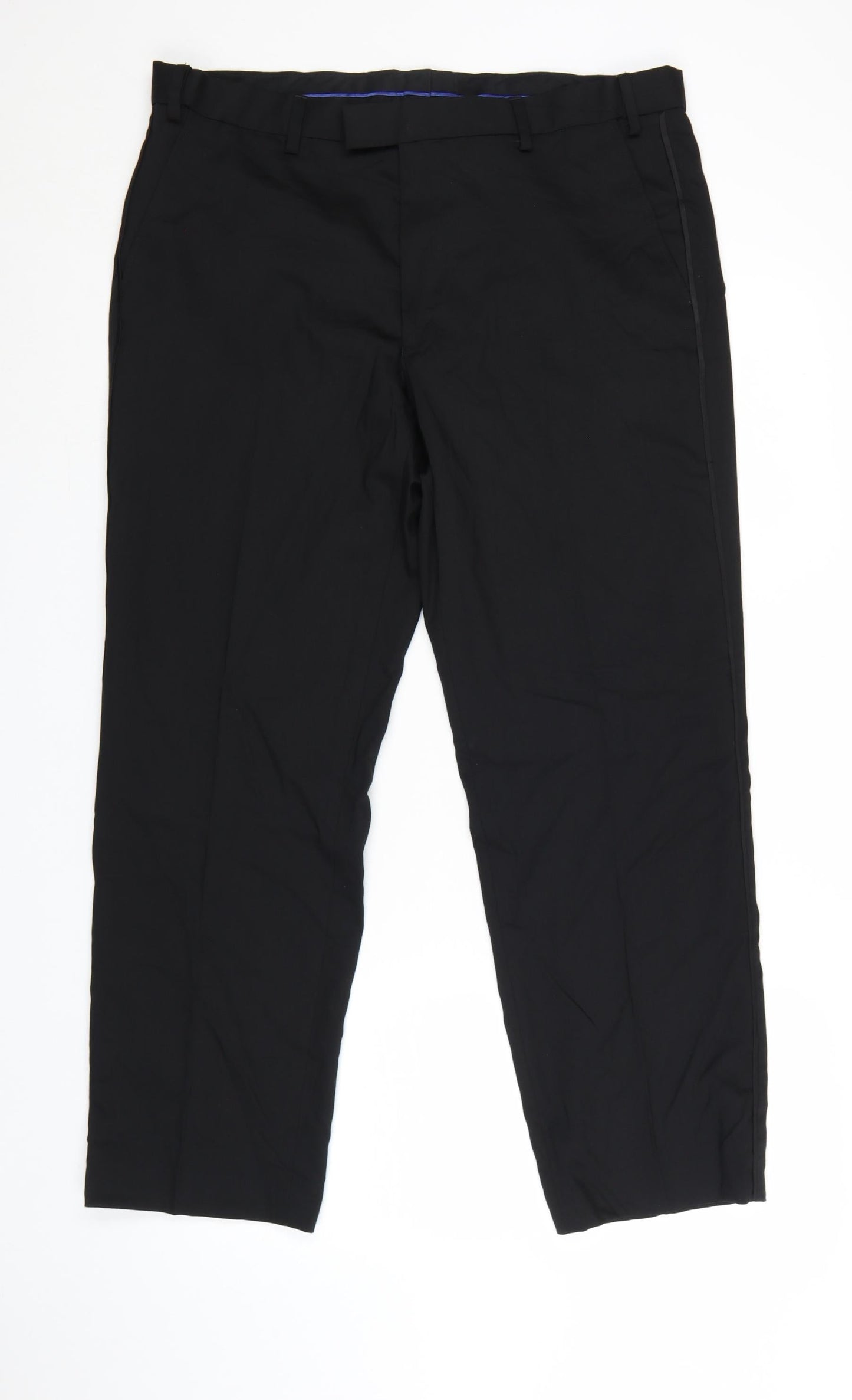 Marks and Spencer Men's Black Regular Fit Wool Blend Dress Pants 36W 29L