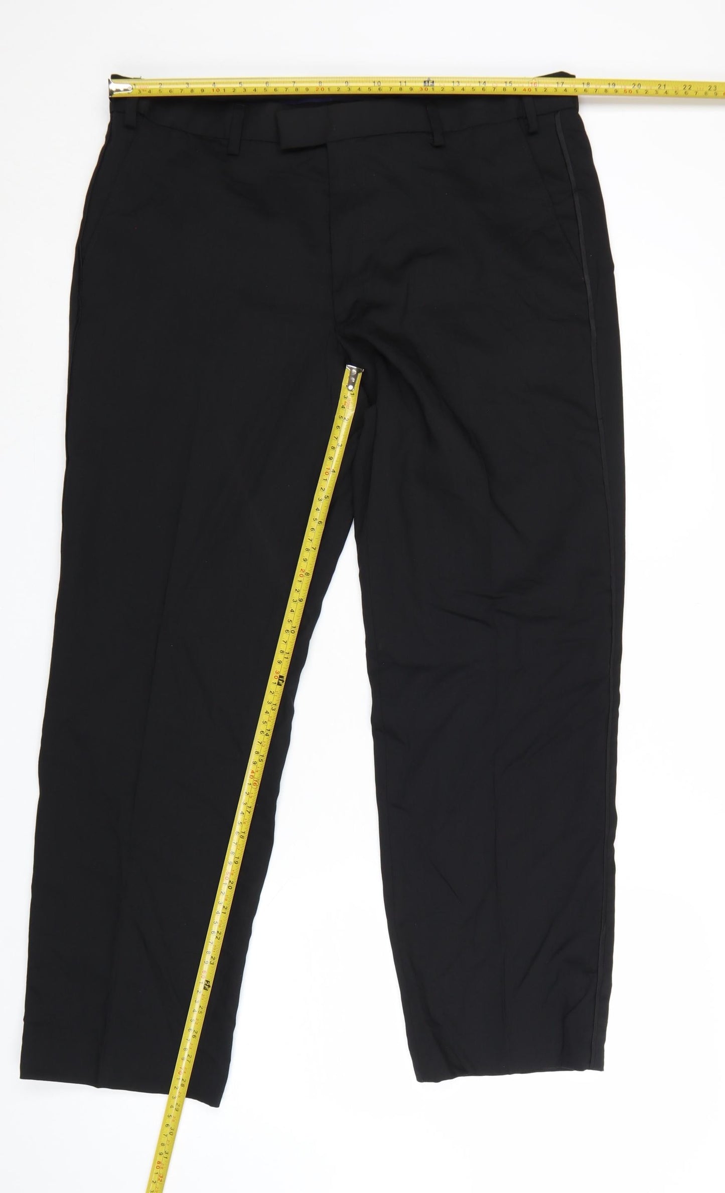 Marks and Spencer Men's Black Regular Fit Wool Blend Dress Pants 36W 29L