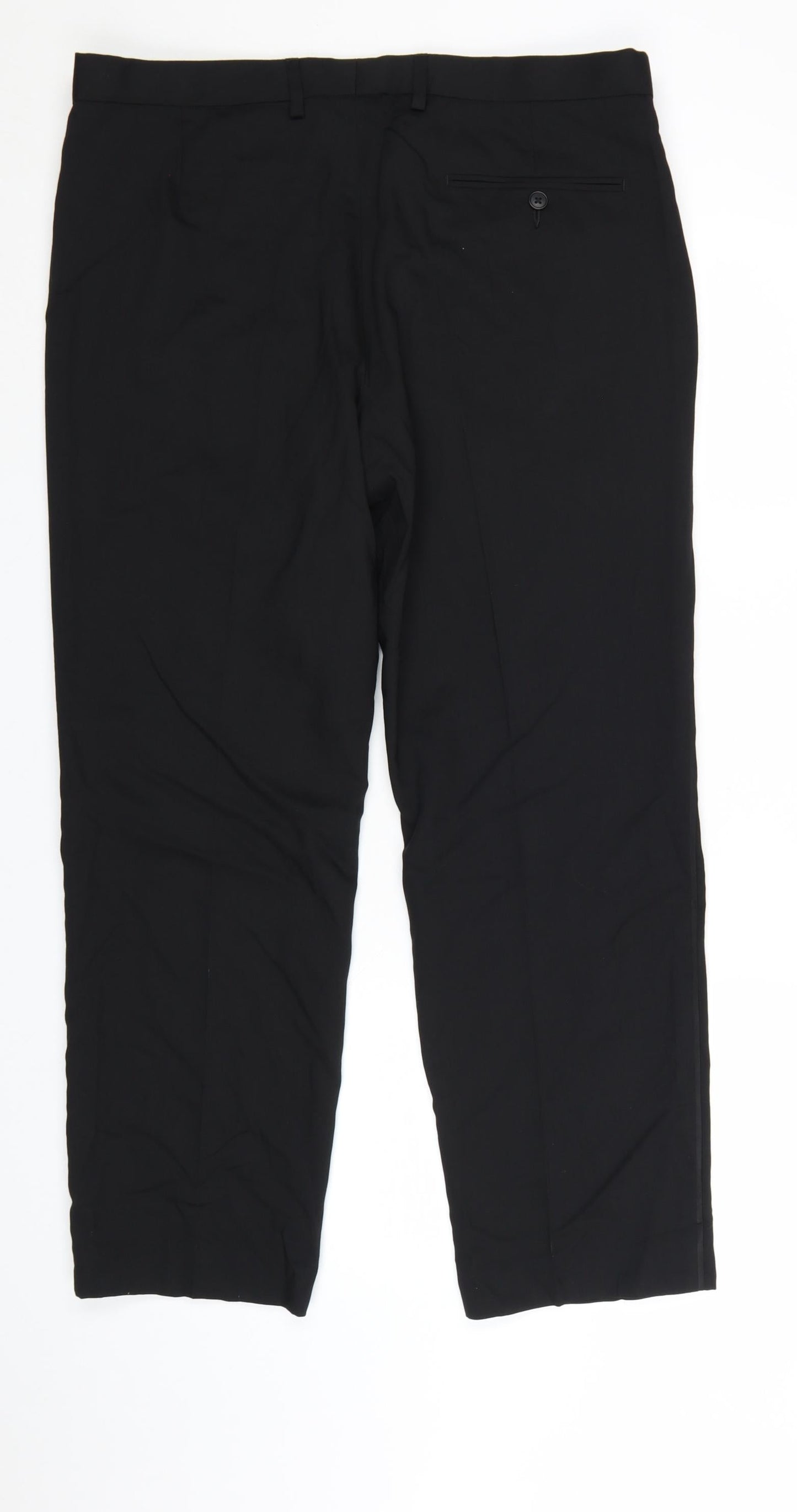 Marks and Spencer Men's Black Regular Fit Wool Blend Dress Pants 36W 29L