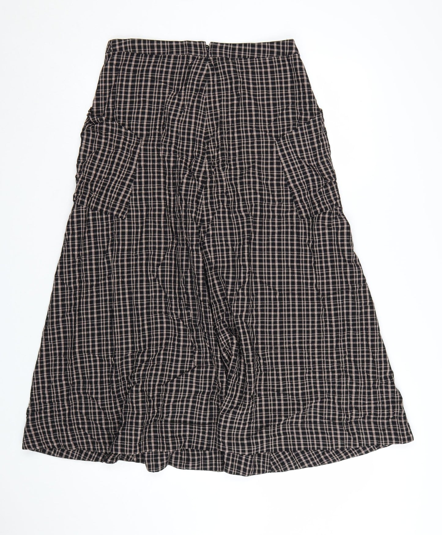 Marks and Spencer Womens Brown Check A-Line Midi Skirt Size 10
