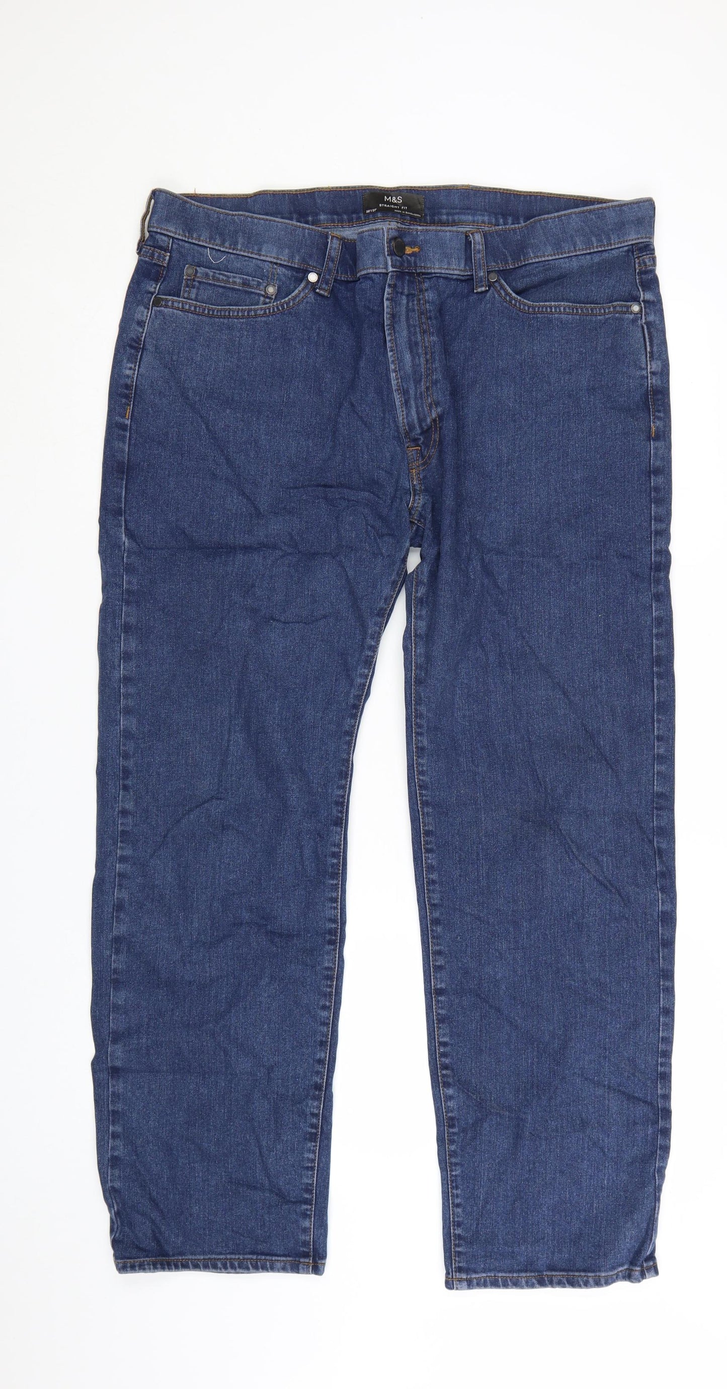 Marks and Spencer Men's Blue Straight Fit Denim Jeans 38x31