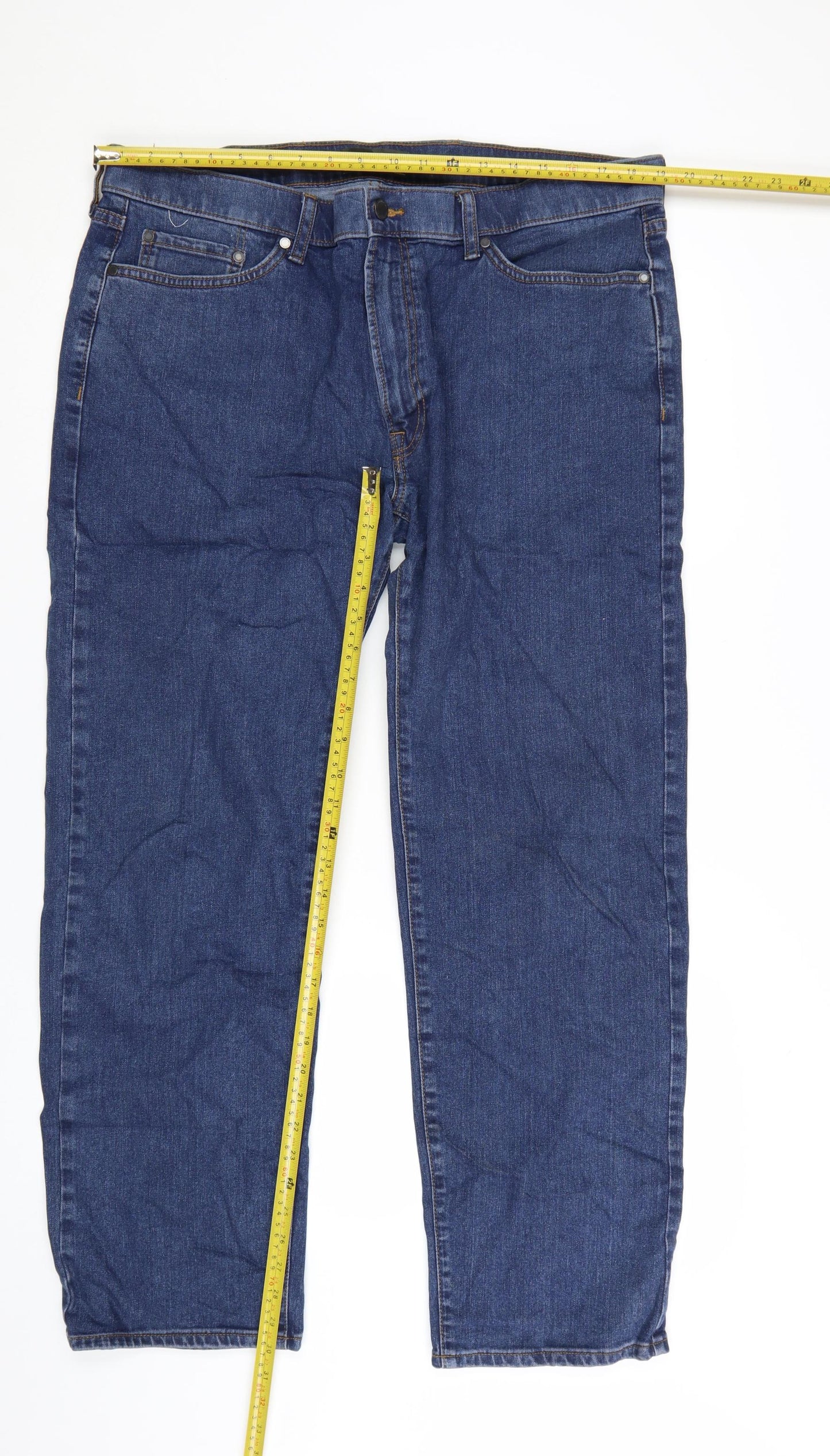Marks and Spencer Men's Blue Straight Fit Denim Jeans 38x31