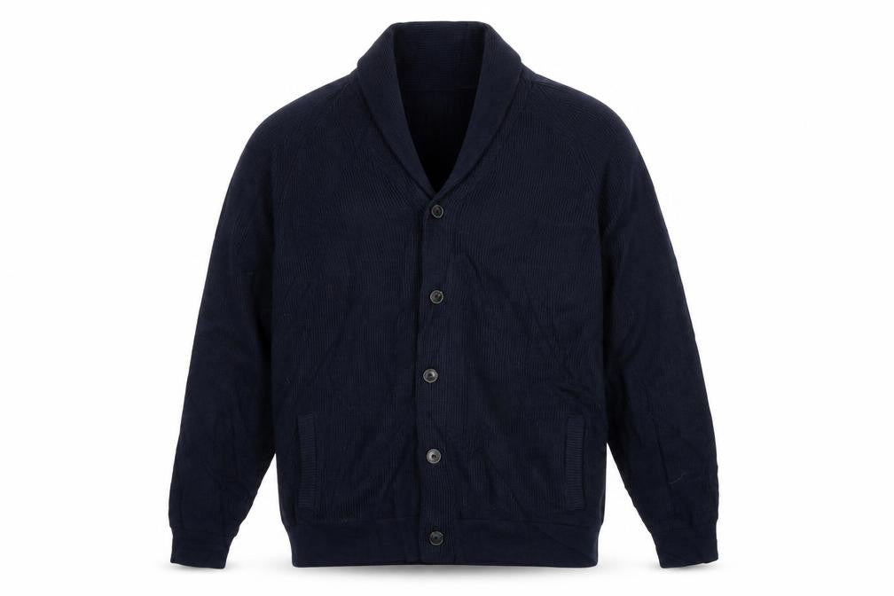 Marks and Spencer Men’s Blue 2XL Cotton Blend Collared Cardigan