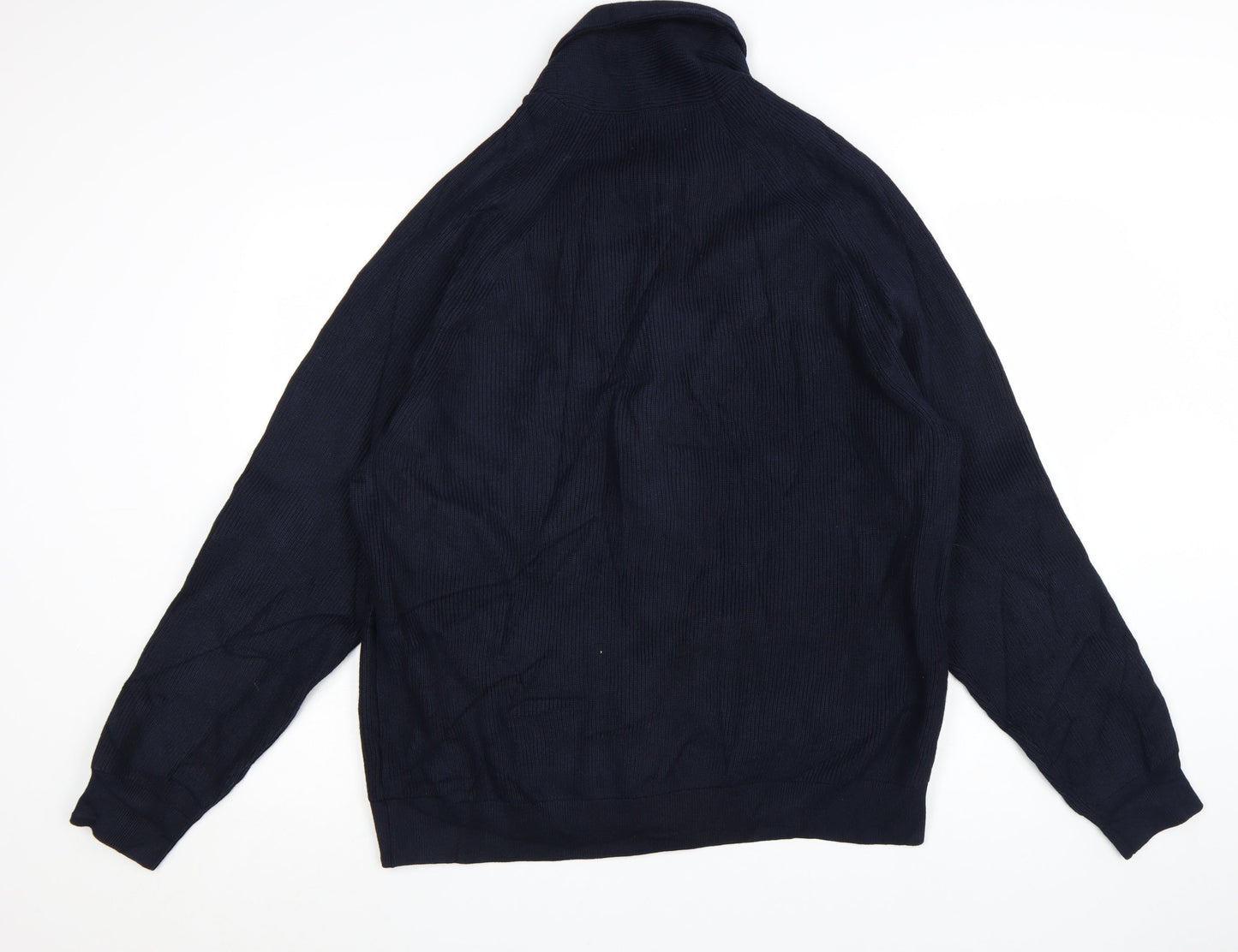 Marks and Spencer Men’s Blue 2XL Cotton Blend Collared Cardigan