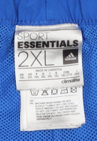 Adidas Mens Blue 2XL Athletic Climalite Sport Essentials Shorts