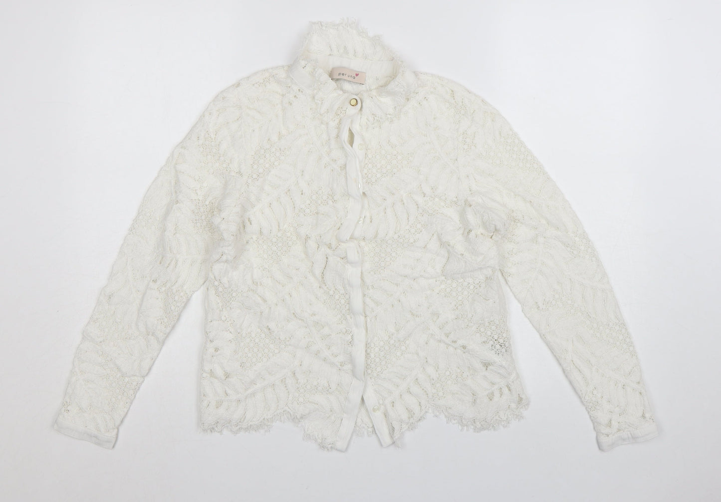 Marks and Spencer Women’s Ivory Lace Long Sleeve Blouse UK 12