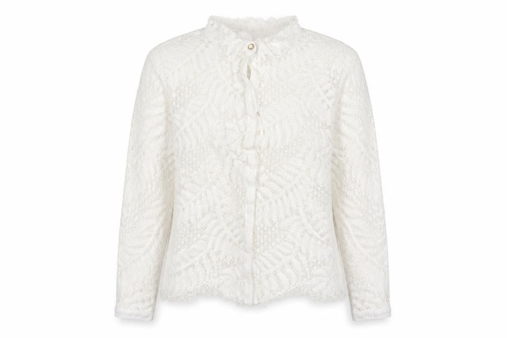 Marks & Spencer Women’s Ivory Lace Long Sleeve Blouse UK 12