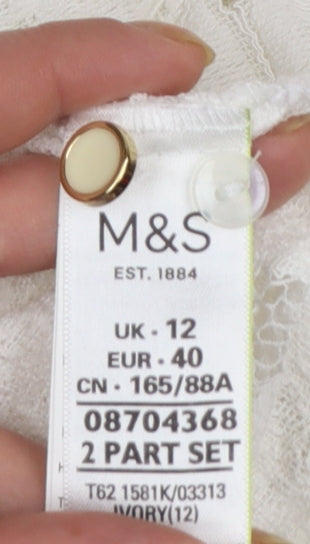 Marks and Spencer Women’s Ivory Lace Long Sleeve Blouse UK 12