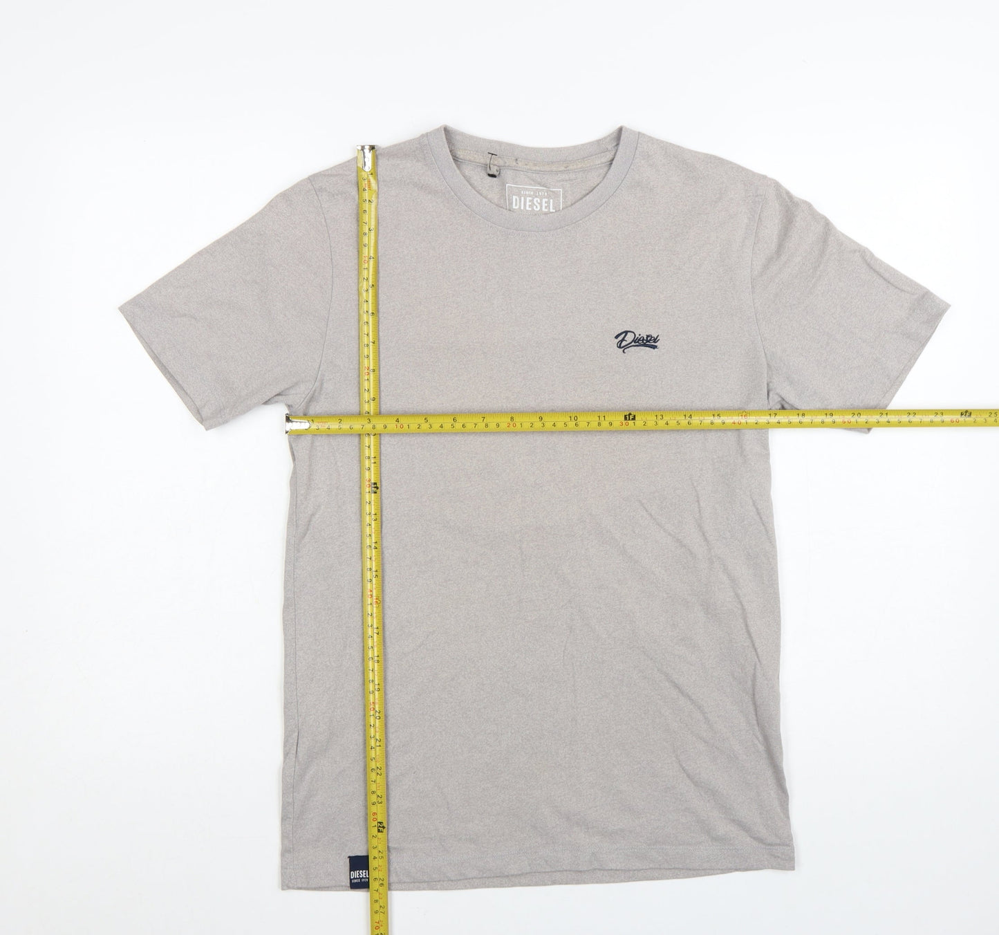 Diesel Men's Grey Crew Neck Short Sleeve Cotton T-Shirt M