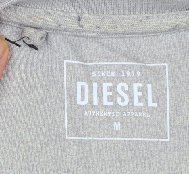 Diesel Men's Grey Crew Neck Short Sleeve Cotton T-Shirt M
