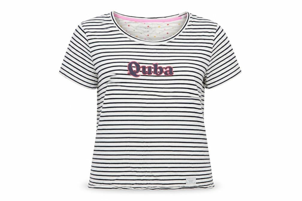 Quba & Co. Womens White Striped Nautical Cotton T-Shirt Size 16