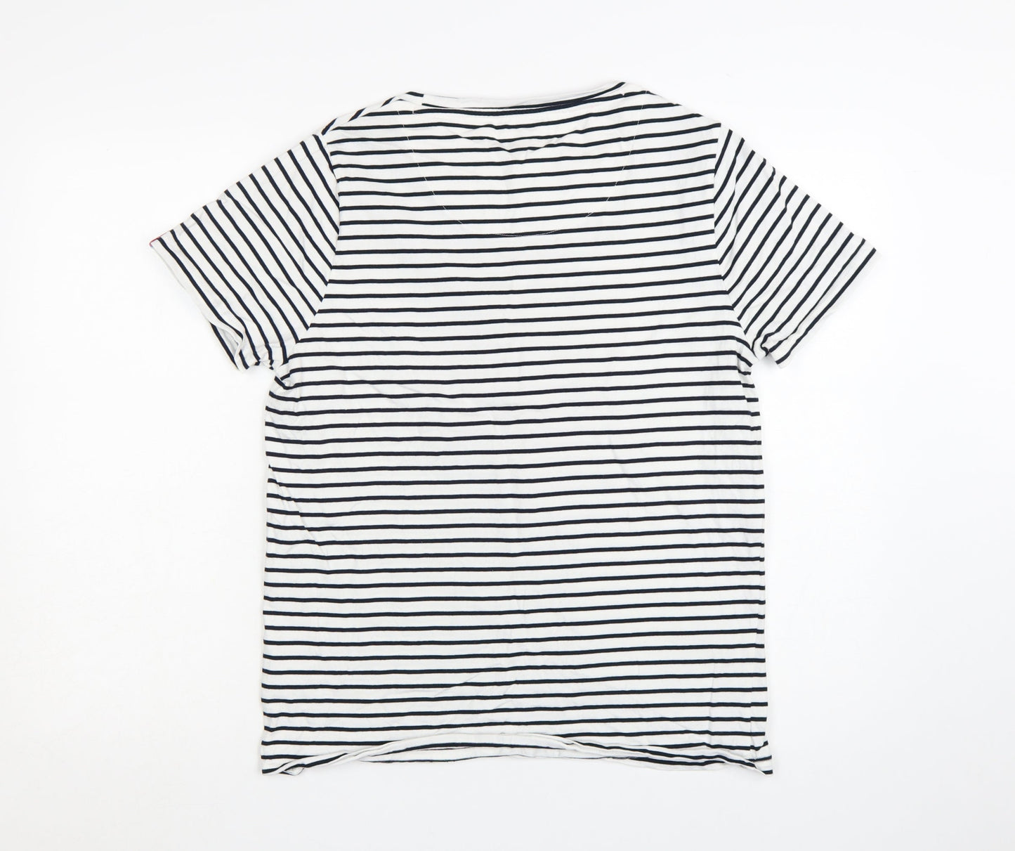 Quba & Co. Womens White Striped Nautical Cotton T-Shirt Size 16