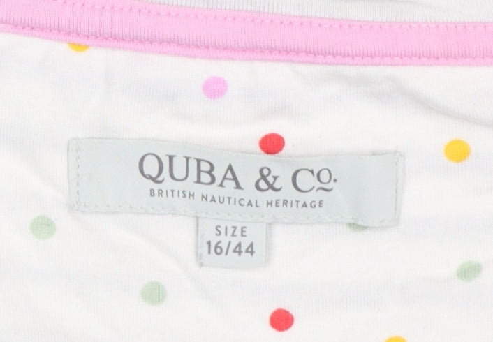 Quba & Co. Womens White Striped Nautical Cotton T-Shirt Size 16