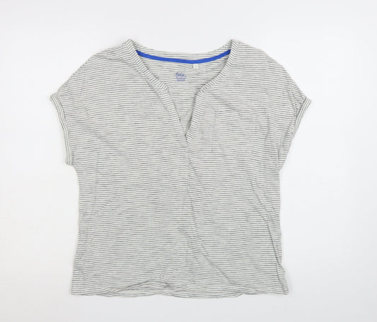 Boden Women's Grey Striped Short Sleeve Cotton T-Shirt Medium