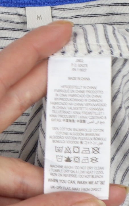 Boden Women's Grey Striped Short Sleeve Cotton T-Shirt Medium