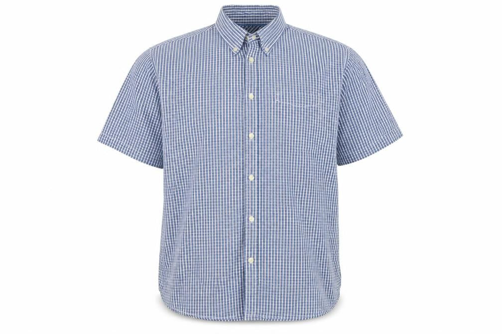 Maine New England Men’s Blue Check Short Sleeve Button-Down Shirt XL