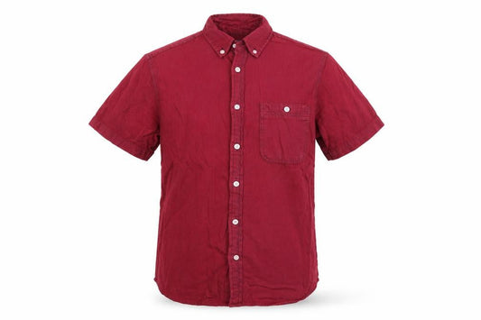 Topman Men's Red Short Sleeve Classic Fit Cotton Button-Up Shirt S