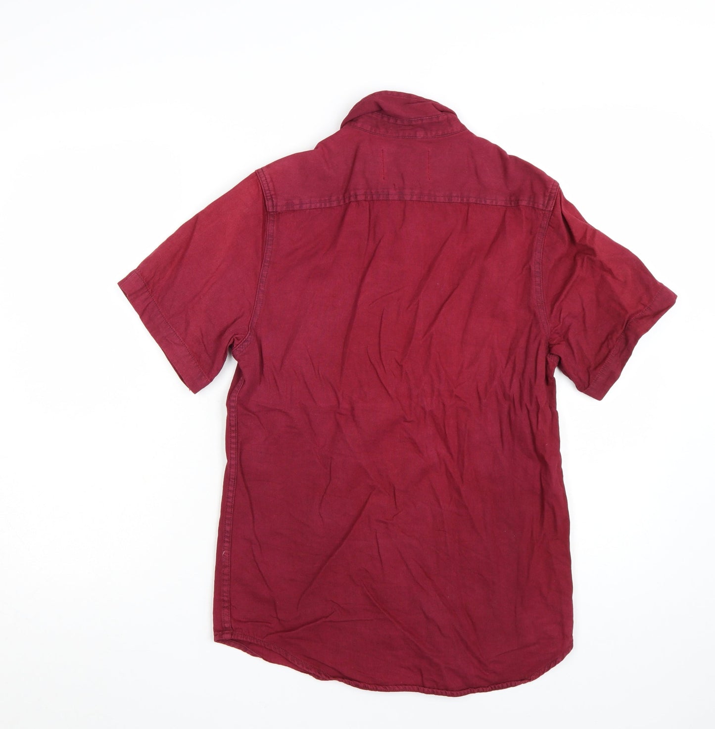 Topman Men's Red Short Sleeve Classic Fit Cotton Button-Up Shirt S