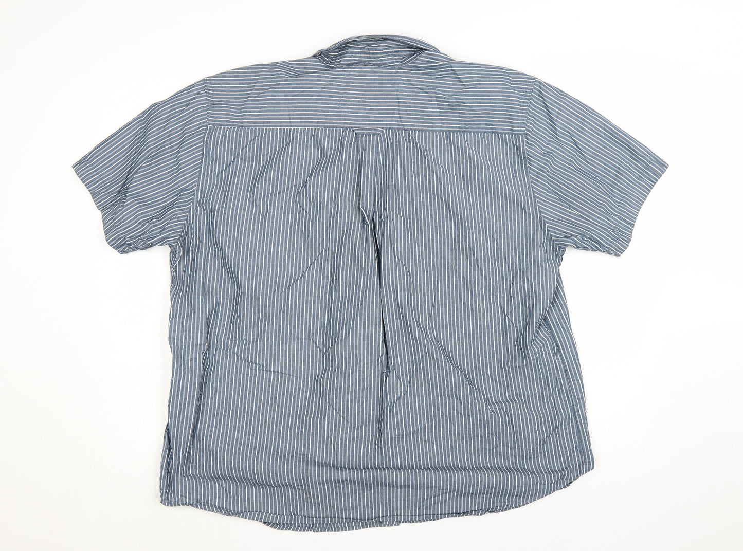 Maine New England Men's Blue Striped Cotton Short Sleeve Shirt XL