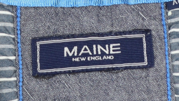 Maine New England Men's Blue Striped Cotton Short Sleeve Shirt XL