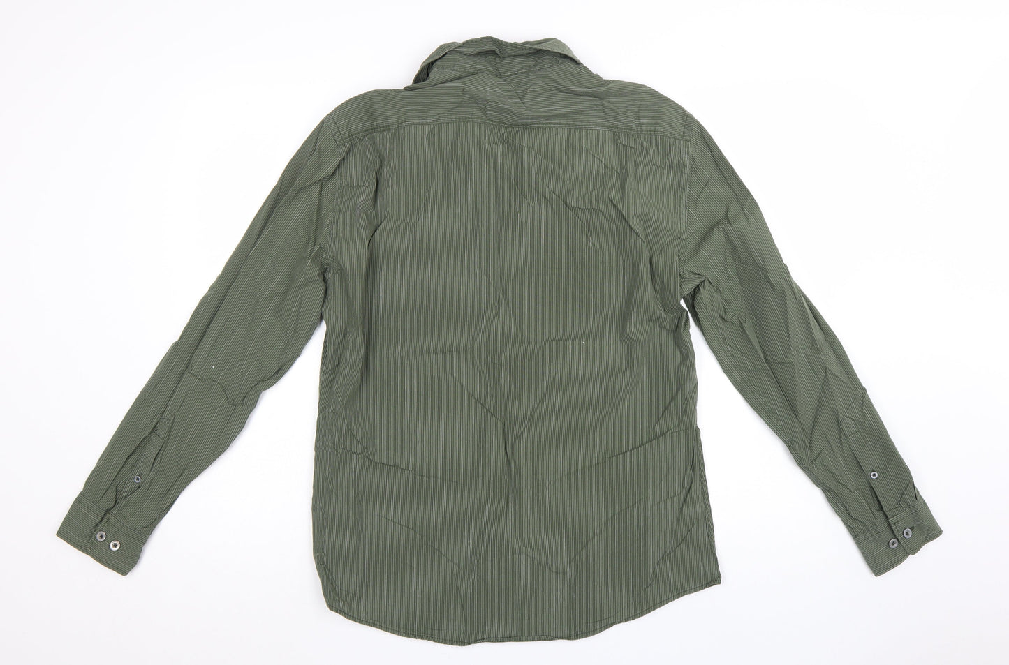Marks and Spencer Autograph Men's Green Slim Fit Cotton Button-Up Shirt M