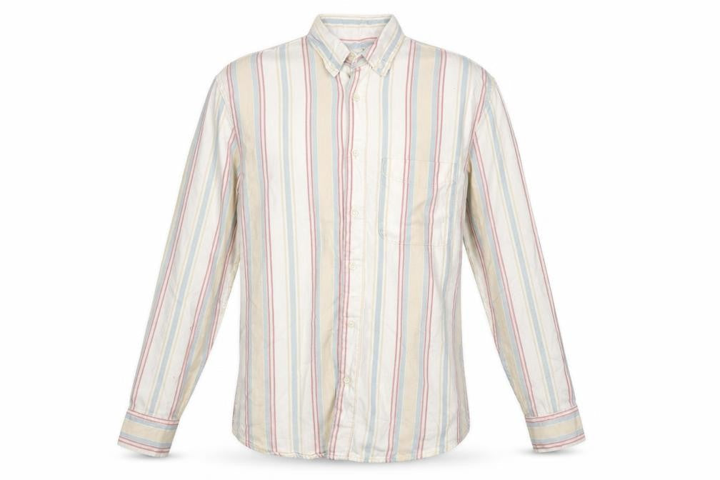 Zara Men's Multicoloured Striped Relaxed Fit Cotton Long Sleeve Shirt Size S