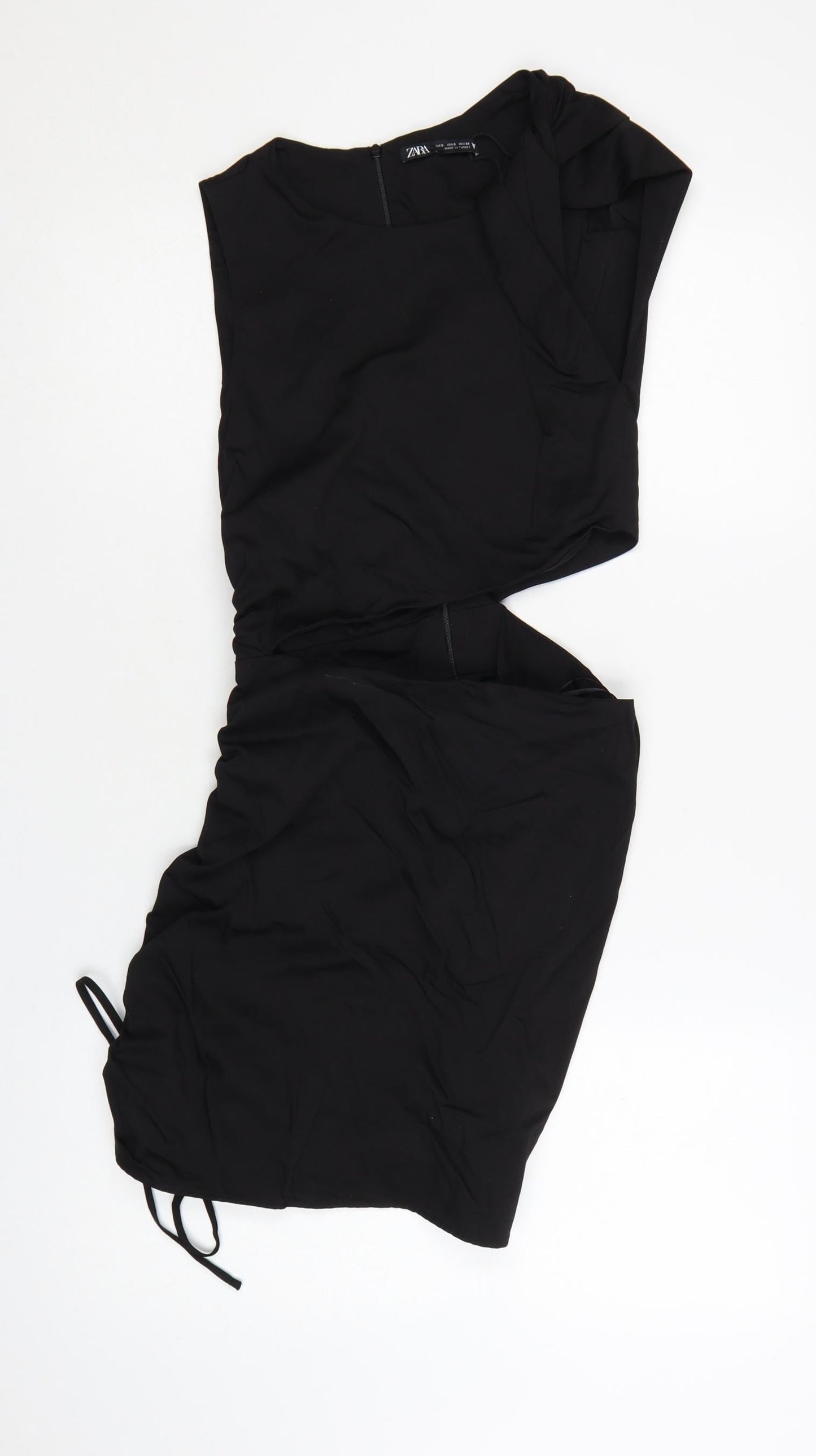 Zara Women Black Sleeveless Cut Out Bodycon Mini Dress S
