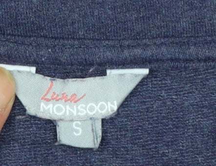 Monsoon Women Blue Embellished Long Sleeve T-Shirt Size S