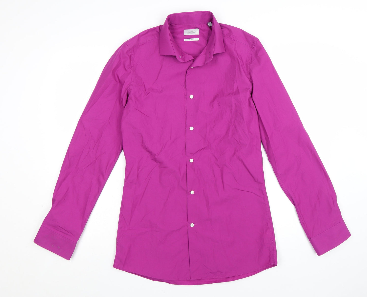 Next Men's Pink Slim Fit Long Sleeve Dress Shirt 14.5in Collar