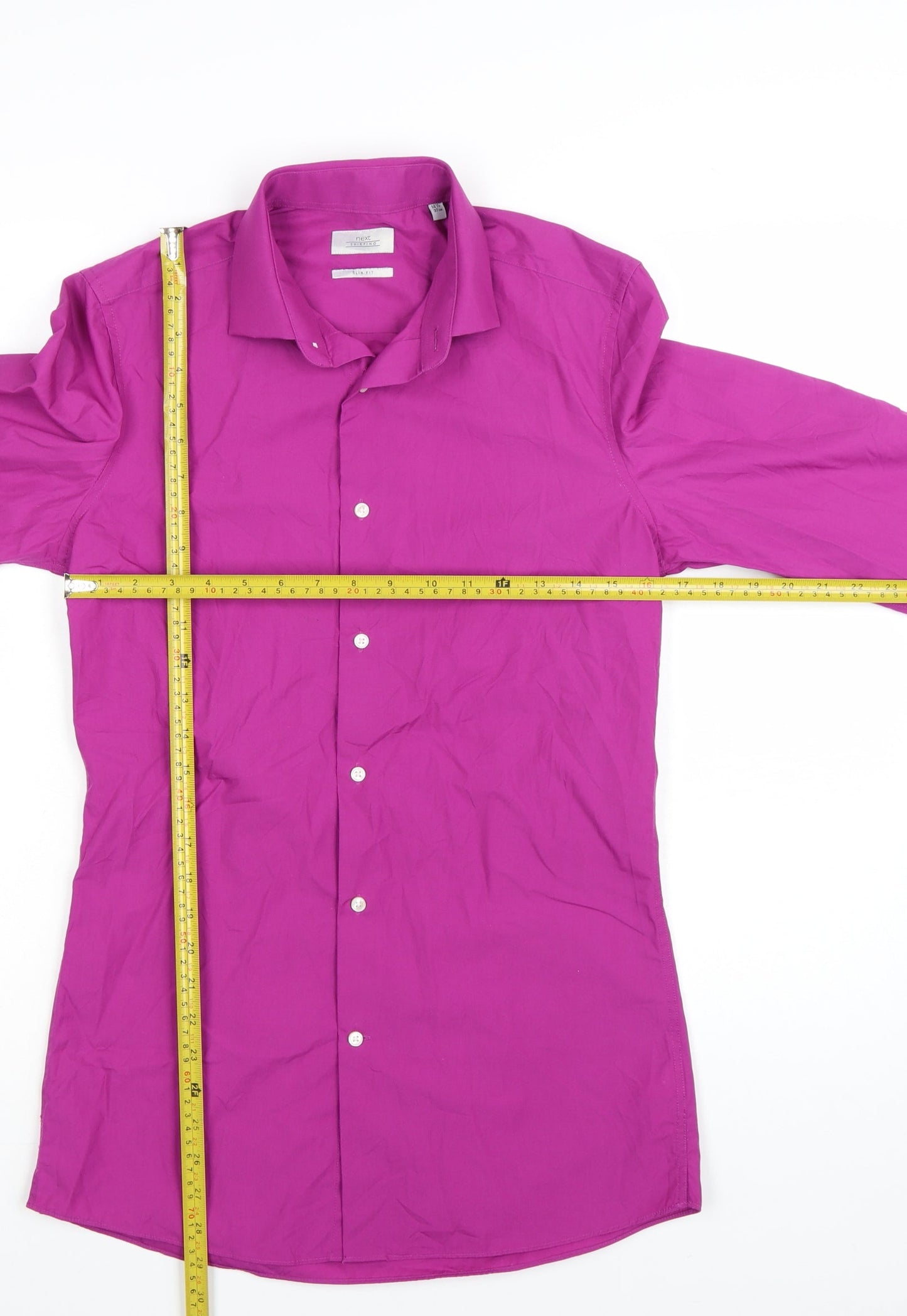 Next Men's Pink Slim Fit Long Sleeve Dress Shirt 14.5in Collar