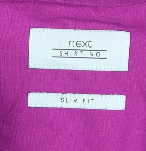 Next Men's Pink Slim Fit Long Sleeve Dress Shirt 14.5in Collar