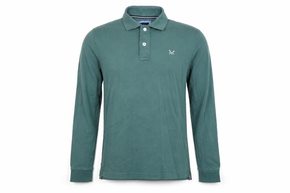 Crew Clothing Men’s Green Long Sleeve Polo Shirt Size S