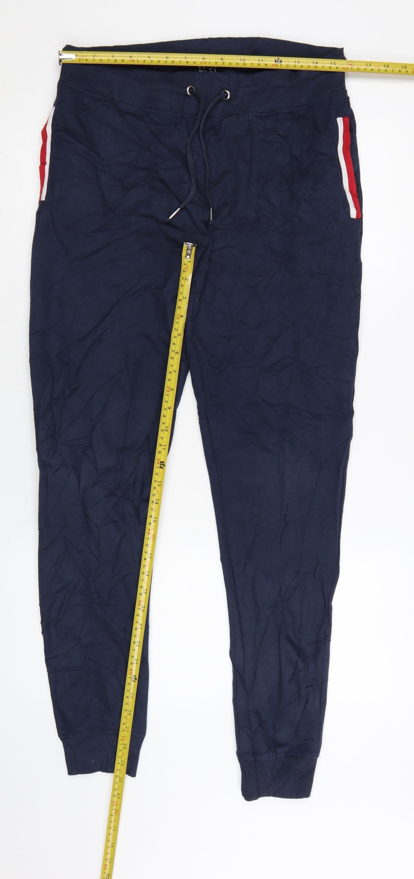 boohooMAN Men's Blue Jogger Trousers L Regular Fit Elastic Waist
