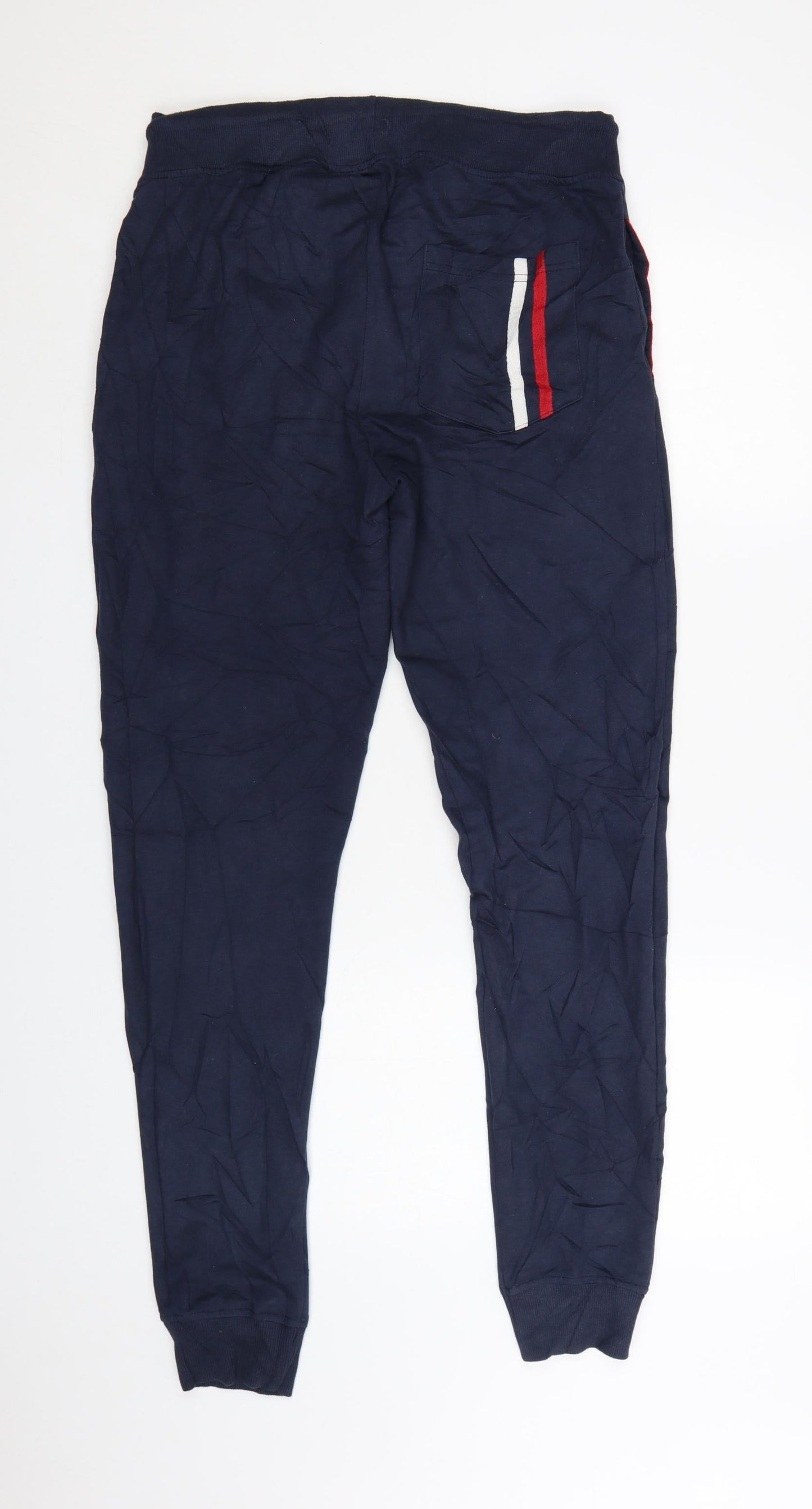boohooMAN Men's Blue Jogger Trousers L Regular Fit Elastic Waist