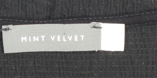 Mint Velvet Womens Black Long Sleeve Tie Hem Blouse Size M