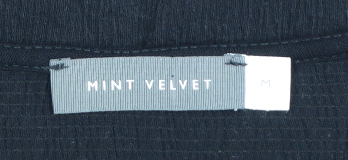 Mint Velvet Womens Black Long Sleeve Tie Hem Blouse Size M