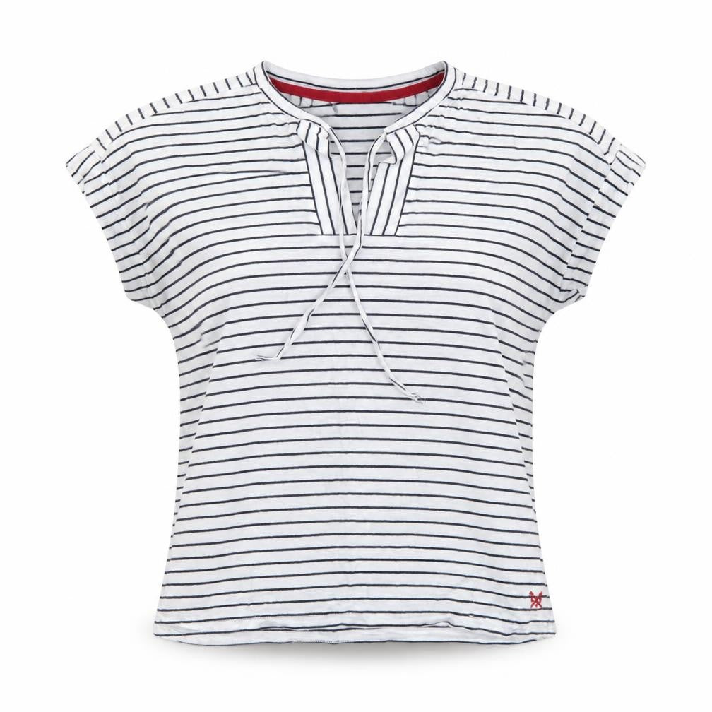 Crew Clothing White Striped Jersey T-Shirt Size 12