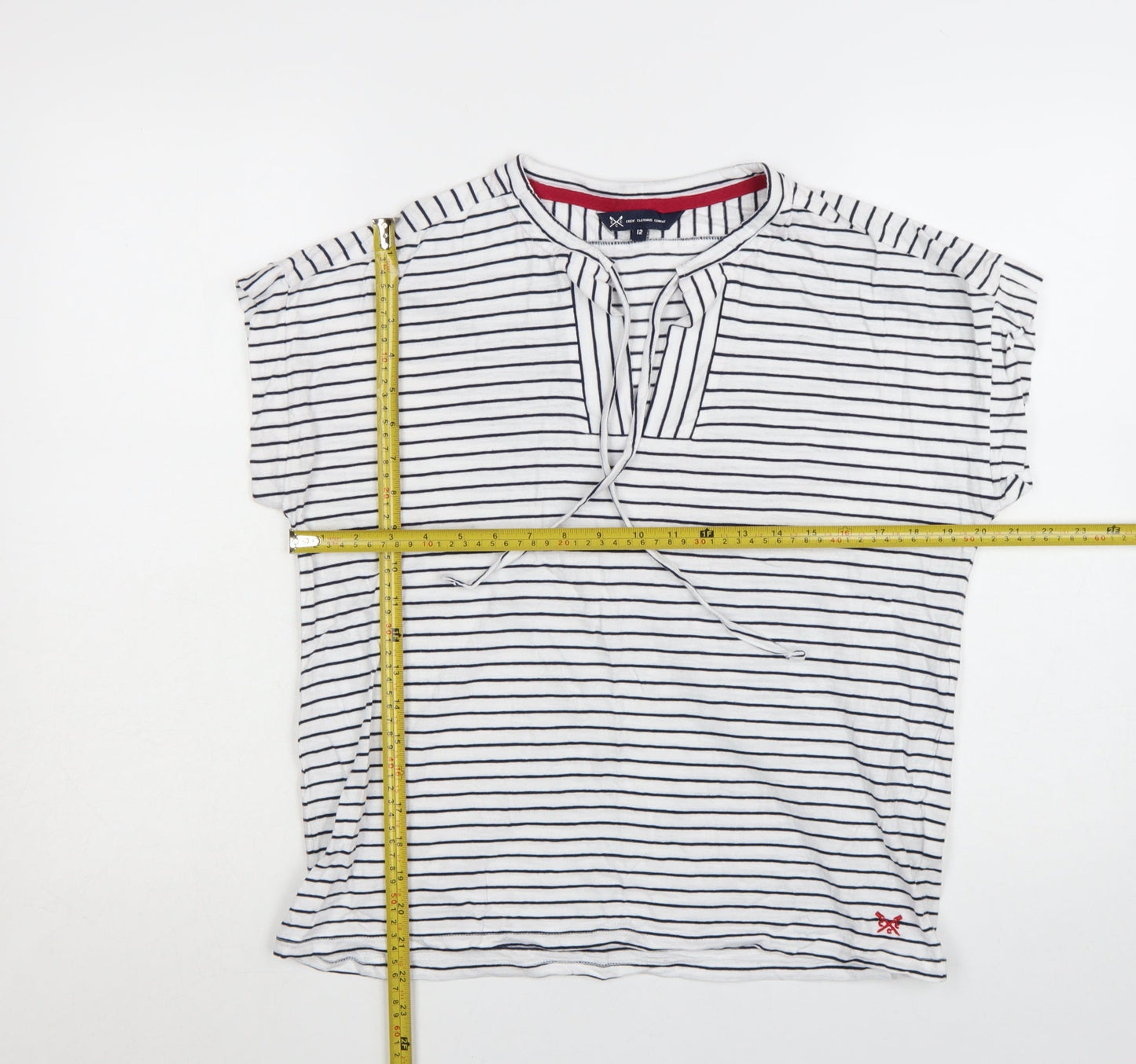 Crew Clothing Women's White Striped Jersey T-Shirt Size 12