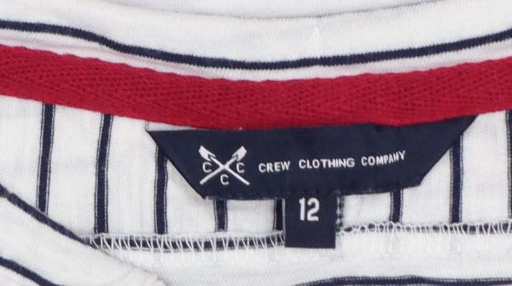 Crew Clothing Women's White Striped Jersey T-Shirt Size 12