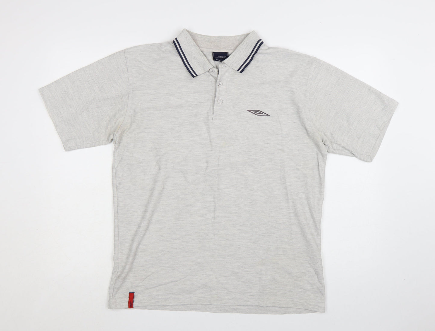 Umbro Men’s Grey Cotton Polo Shirt Size M Short Sleeve Casual