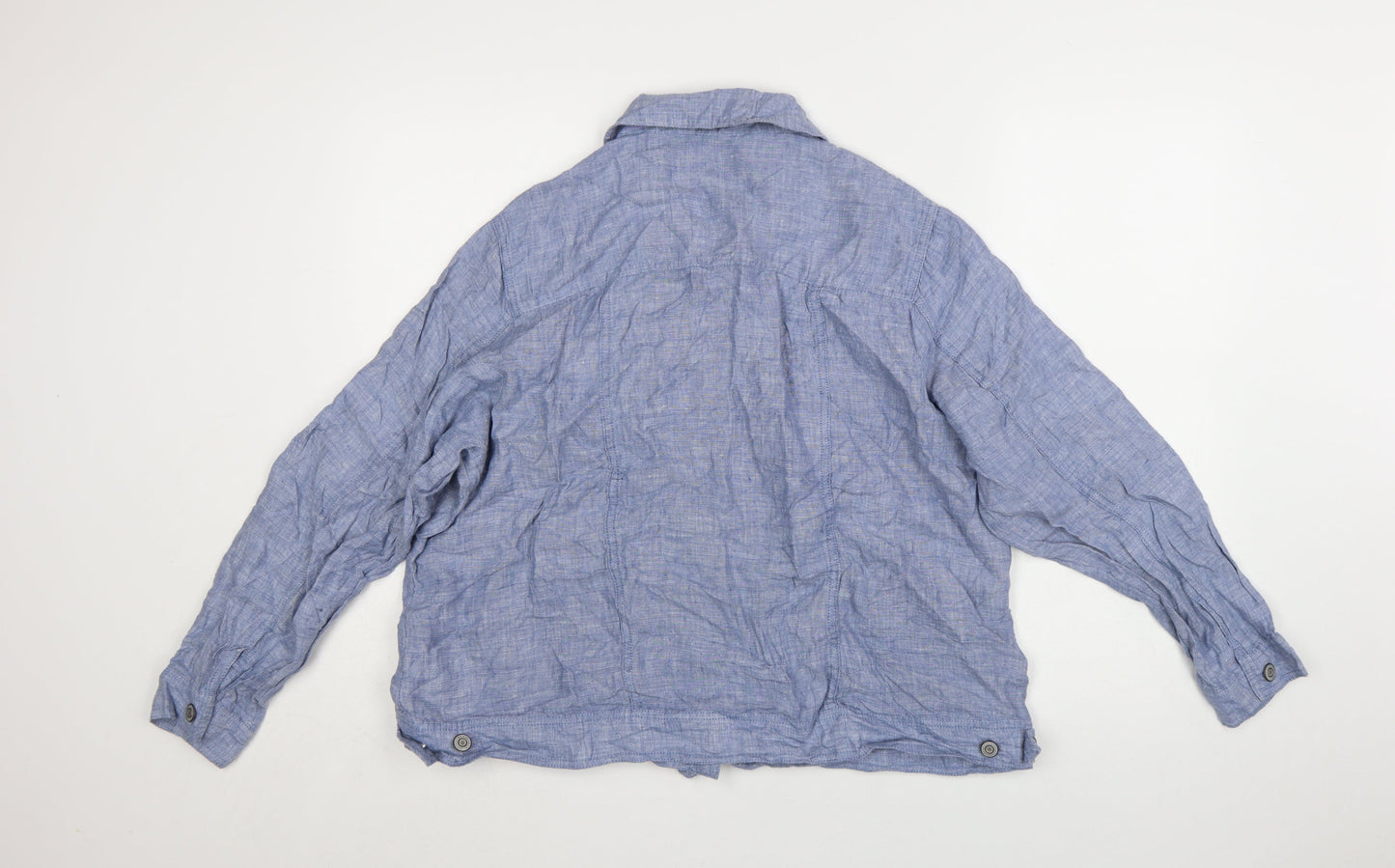 Jones & Co Women Blue Linen Basic Jacket Size 20 Lightweight
