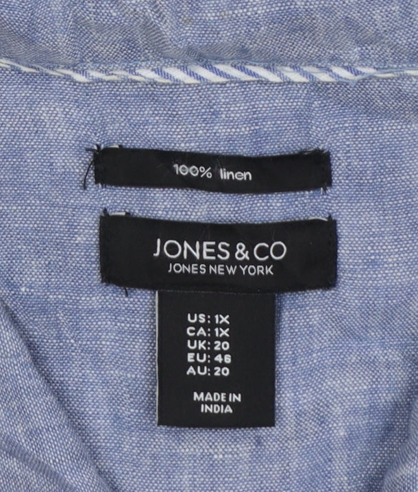Jones & Co Women Blue Linen Basic Jacket Size 20 Lightweight