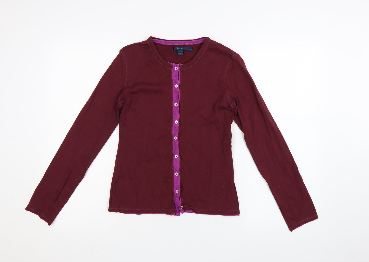 Boden Women’s Burgundy Button-Up Long Sleeve Cotton Top Size S