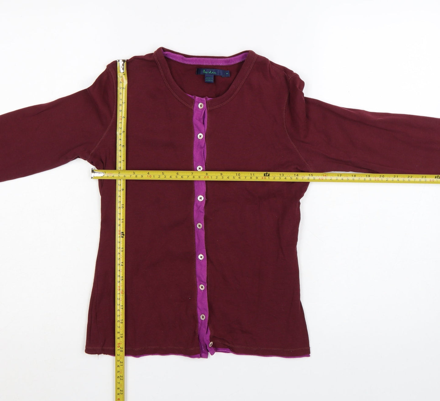 Boden Women’s Burgundy Button-Up Long Sleeve Cotton Top Size S